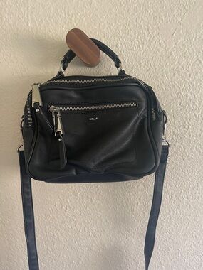Black vegan Leather Crossbody Satchel